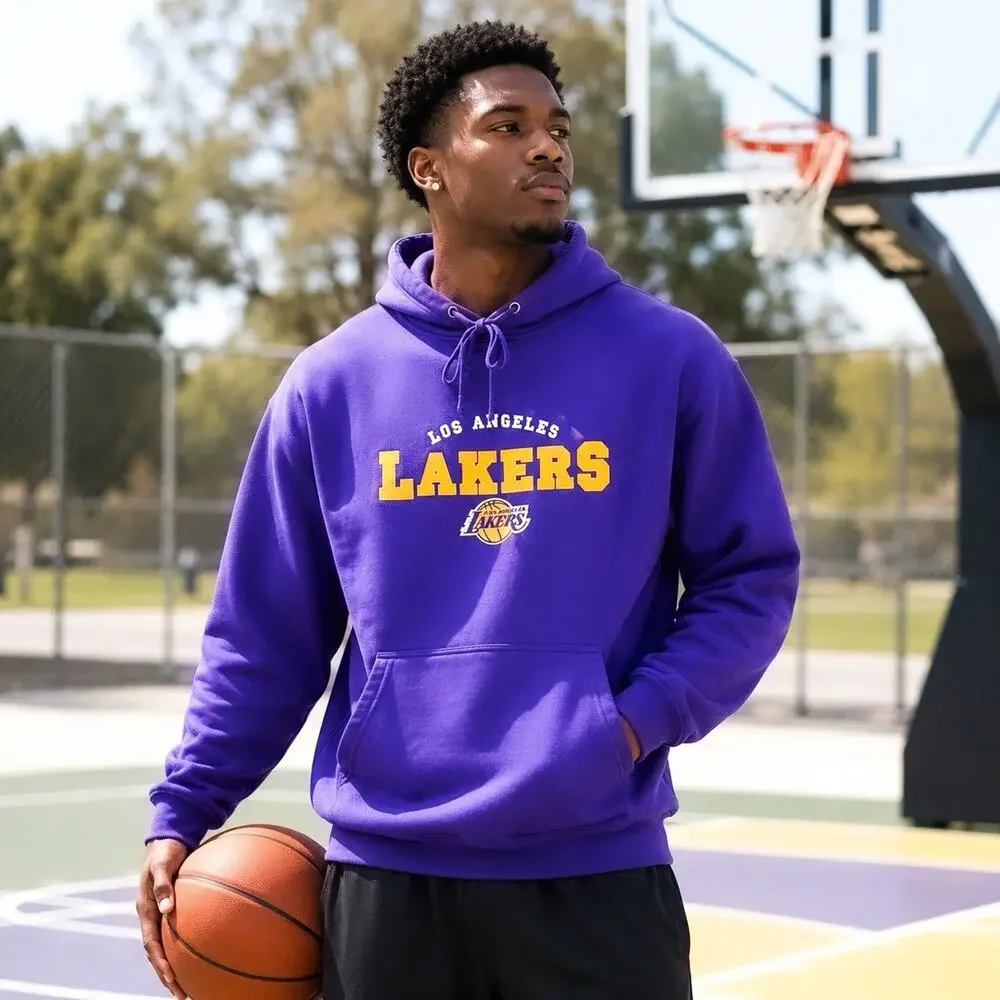 LA Lakers NBA Hoodie Basketball Sports Streetwear - Purple Gold, Size XL